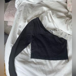 Zara one-shoulder long sleeve crop top